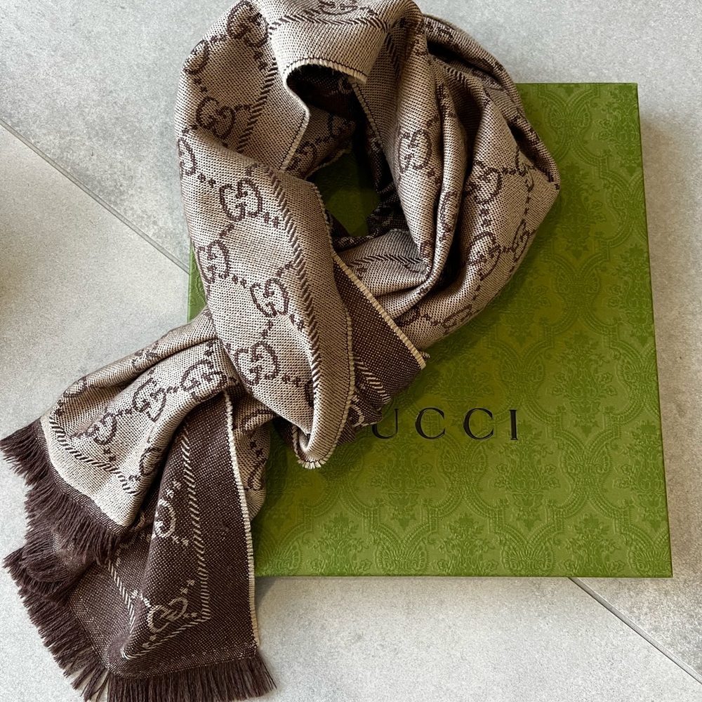GG JACQUARD KNITTED SCARF